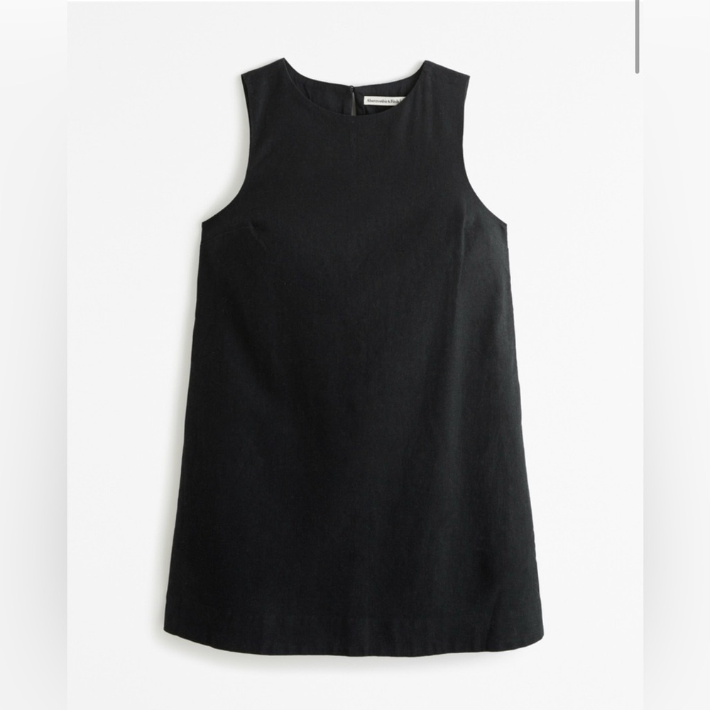 High-Neck Linen-Blend Mini Dress